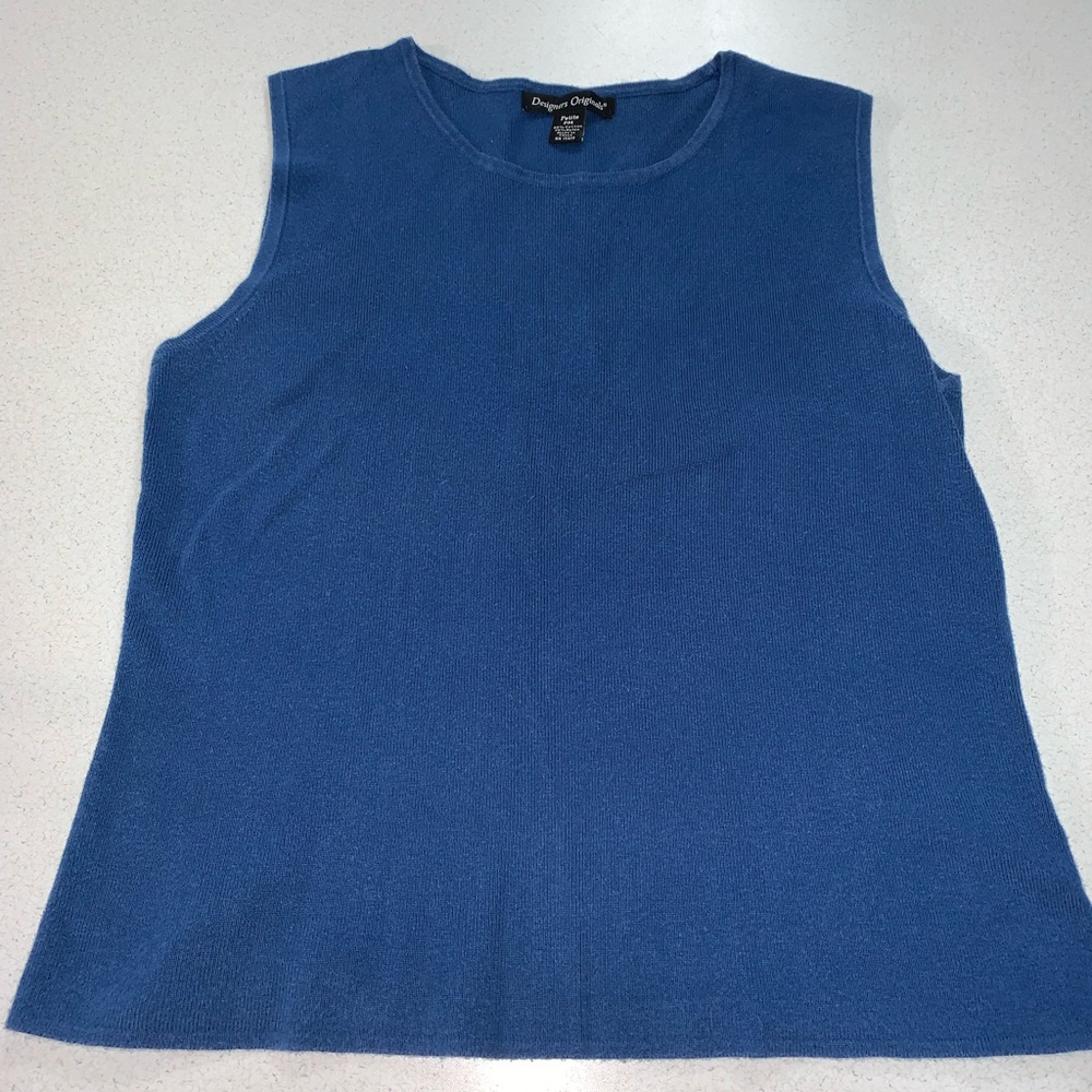 Designers Originals Sweater Vest Women’s PM Blue Petite Medium Soft Vintage Y2K